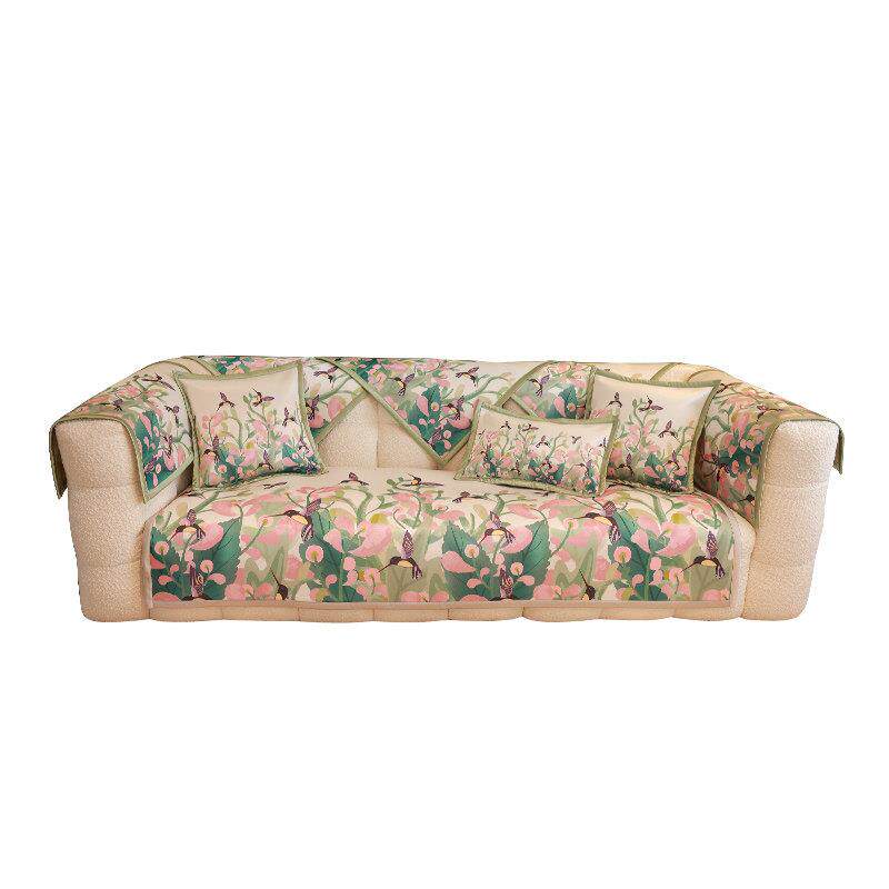 枕西湖夏季田园凉感冰丝沙发垫新款客厅防滑组合坐垫现代水洗凉垫