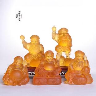 琉璃大黑天财神像招财摆件摩诃迦罗佛家用寺院桌面供奉摆设工艺品