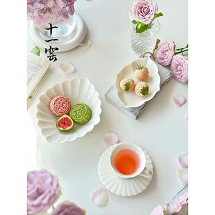 景德镇十一窑繁花家用新中式花瓣创意手工高级感精致水果碗碟盘子