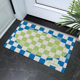 入户门进门地垫大门口玄关脚垫覆古黑白棋盘格地毯丝圈可裁剪家用