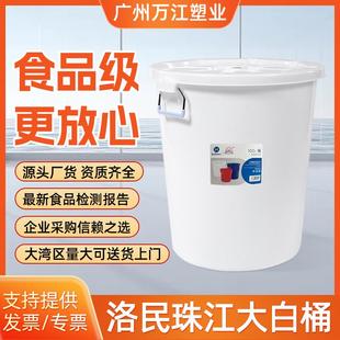 广东洛民珠江牌特大号白桶带盖圆桶发酵酿酒桶家用储水桶塑料水桶