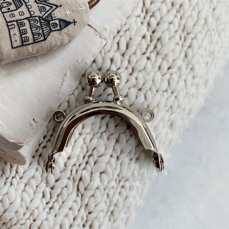 4CM半c圆双耳迷你小口金浅金/银色无孔口金