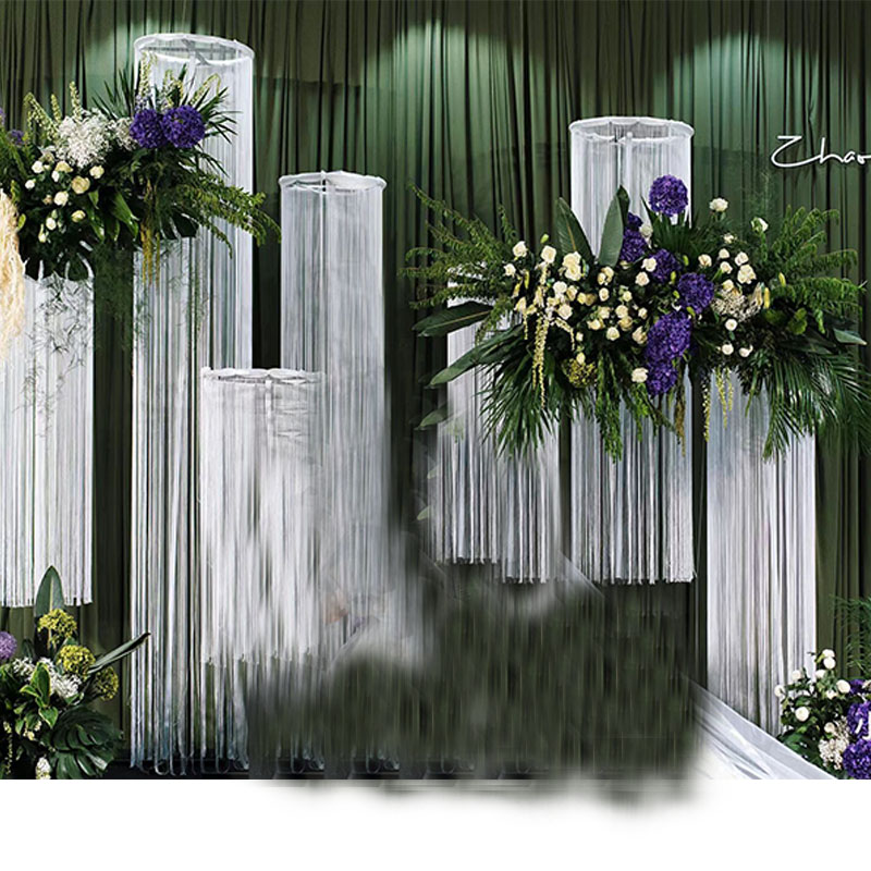 婚庆铁艺道具线h帘圆环伸缩铁架珠帘珍珠装饰舞台路引升降架子定