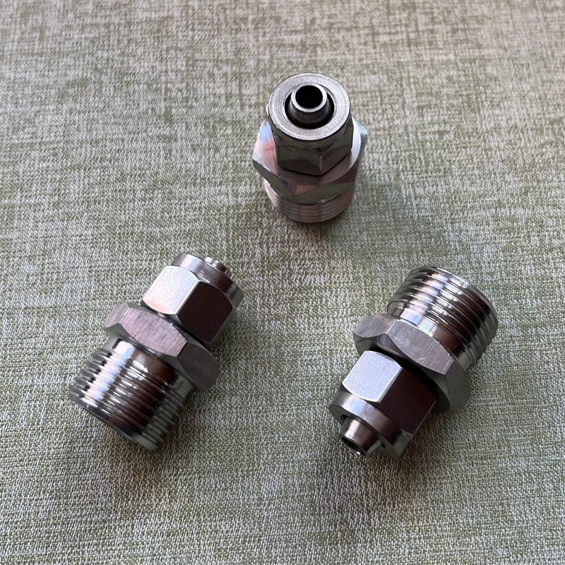 M18x1.5-6 不锈钢快拧接头 外螺纹M18x1.J5 接内径4mm外径6mm pu