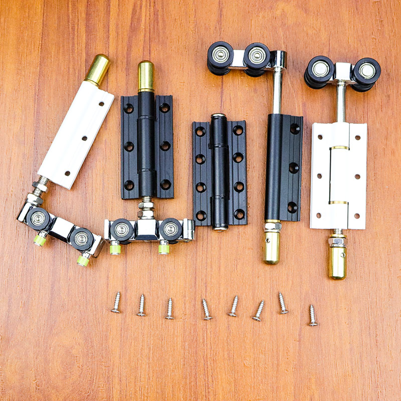 厨房折叠门极窄合页铰链无轨道玻B璃门隔断推拉门吊轮配件地轮滑