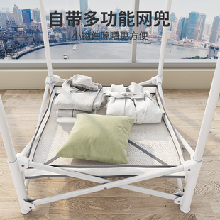 阳台晾衣架落地折叠室内大号可y移动双杆凉衣架家用简约晒衣杆双