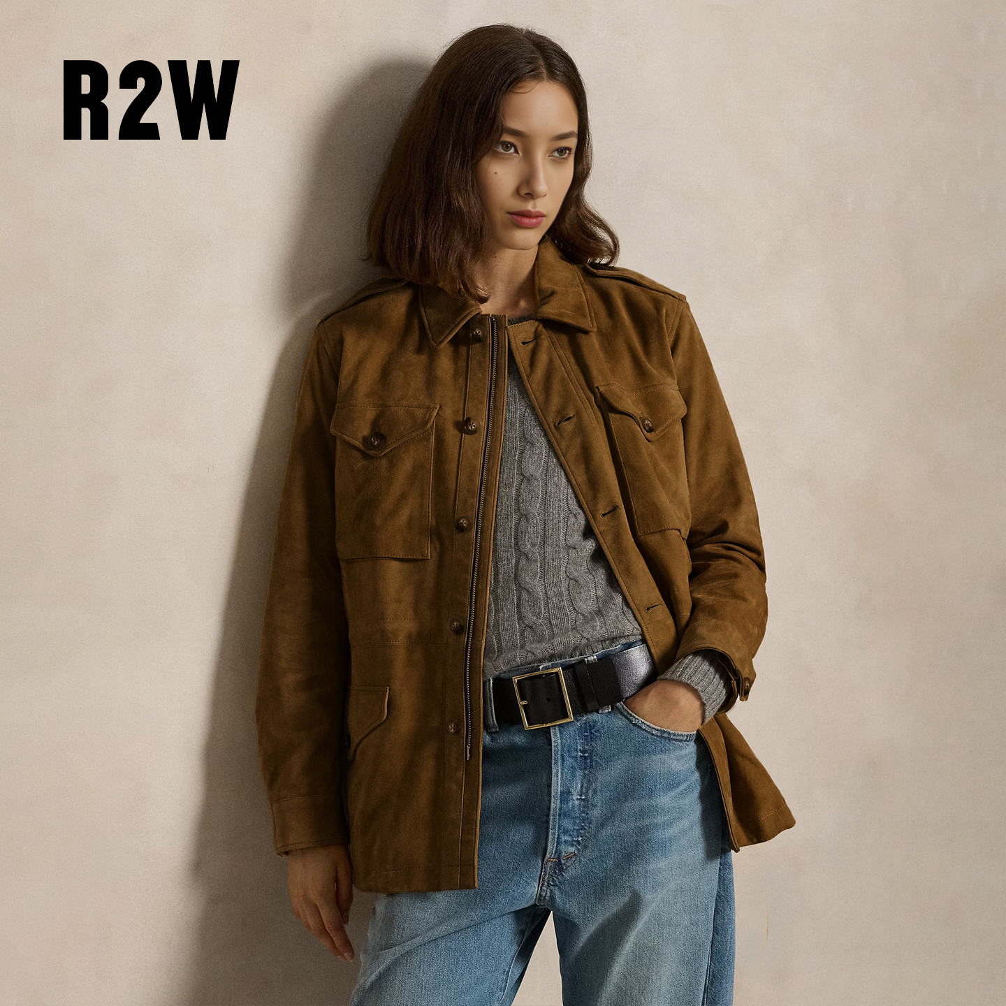 R2W美式复古猎装夹克麂皮绒外套