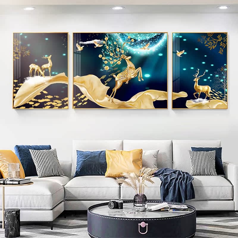 福禄双全沙发后面的壁画客