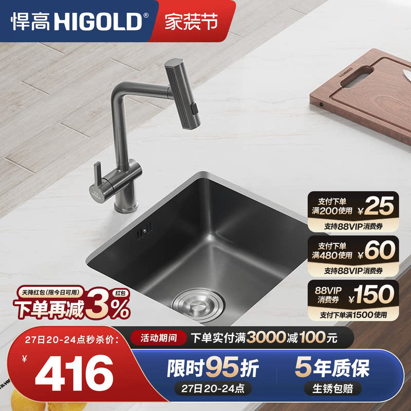 悍高304不锈钢加深窄边迷你方槽
