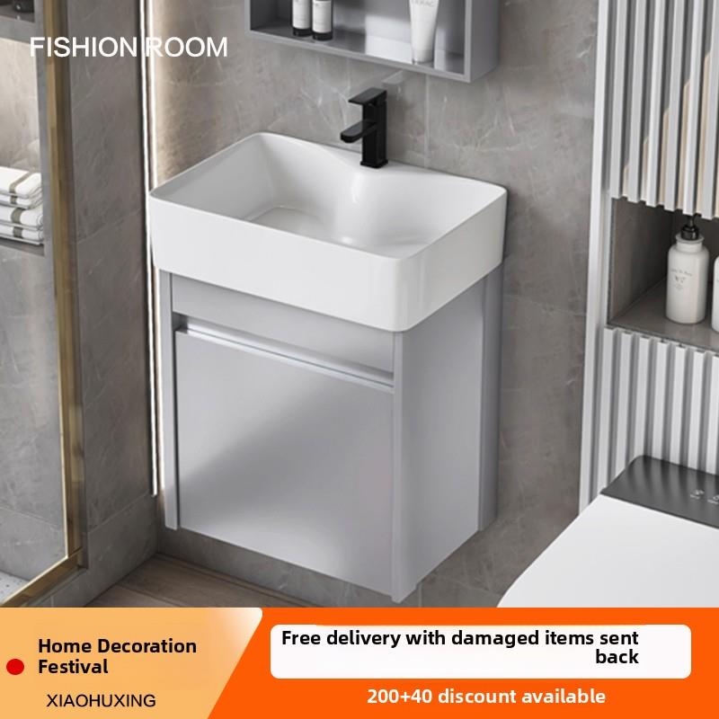 需定制小户型壁挂式面盆卫浴简单灰色面盆柜式组合一体化面盆陶瓷