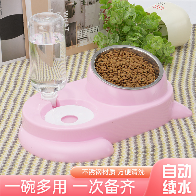 猫碗双碗自动饮水碗猫盆宠物食盆宠物喂食器护颈椎防打翻猫狗碗