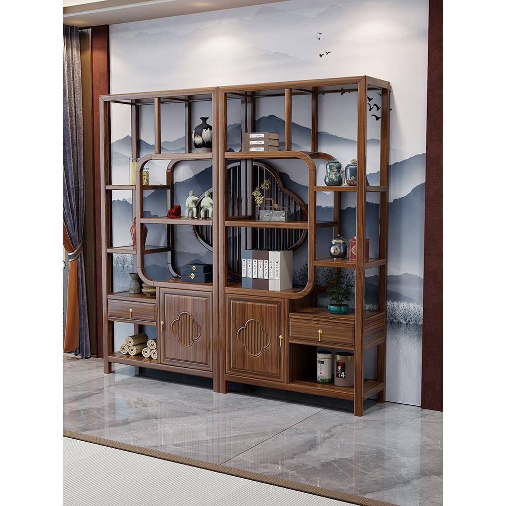需定制博古架实木中国风现代简约多宝阁办公室茶室陈列柜古董架完