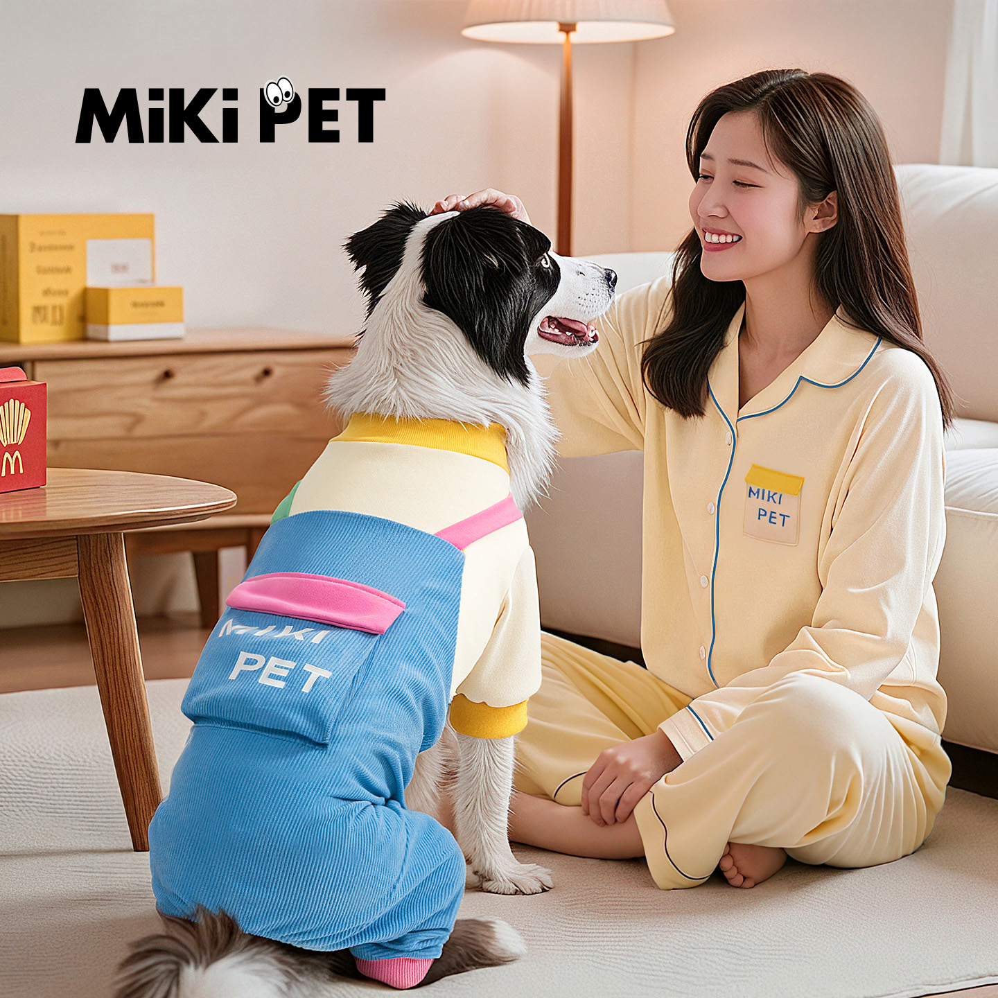 miki pet狗狗衣服春秋款宠物四脚衣背带裤边牧史宾格中大型犬服装