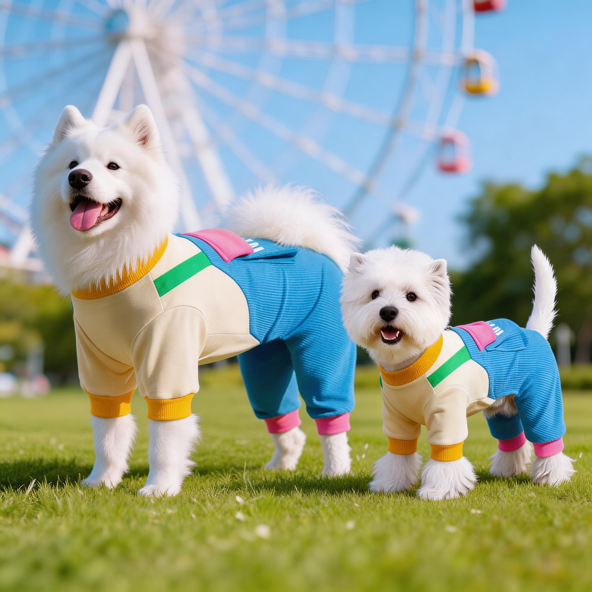 miki pet狗狗衣服春秋款宠物四脚衣背带裤边牧史宾格中大型犬服装