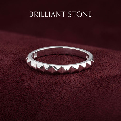 Brilliant Stone 925纯银铆钉元素素圈戒指金字塔钉光面极简指环