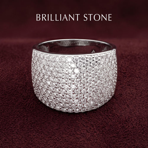 Brilliant Stone 925纯银莫桑石满钻宽版戒指女高级感密镶食指戒