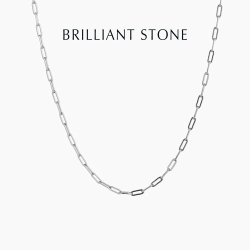 Brilliant Stone925银paperclip回形针链颈链中性气质素链项链女