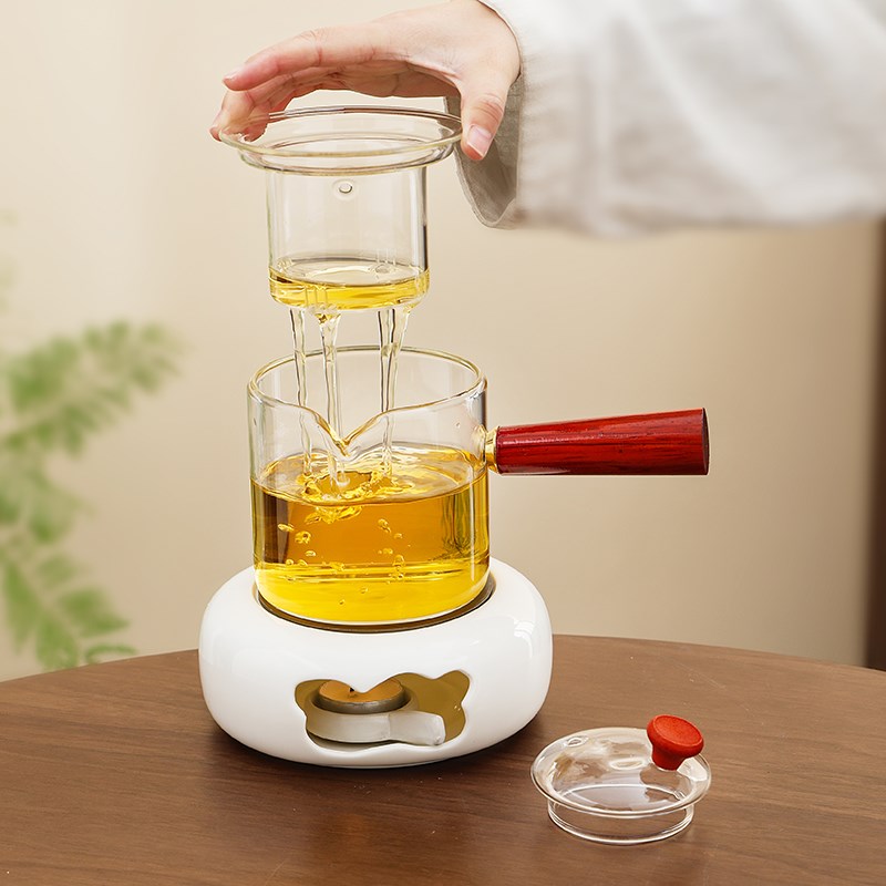 耐热玻璃煮d茶壶蜡烛加热温茶炉煮茶器茶水分离会所花茶壶茶具套