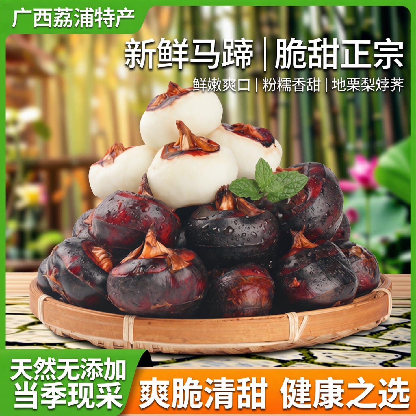 广西荔浦特产新鲜马蹄脆甜正宗荸荠鲜嫩爽口粉糯香甜地栗梨饽荠