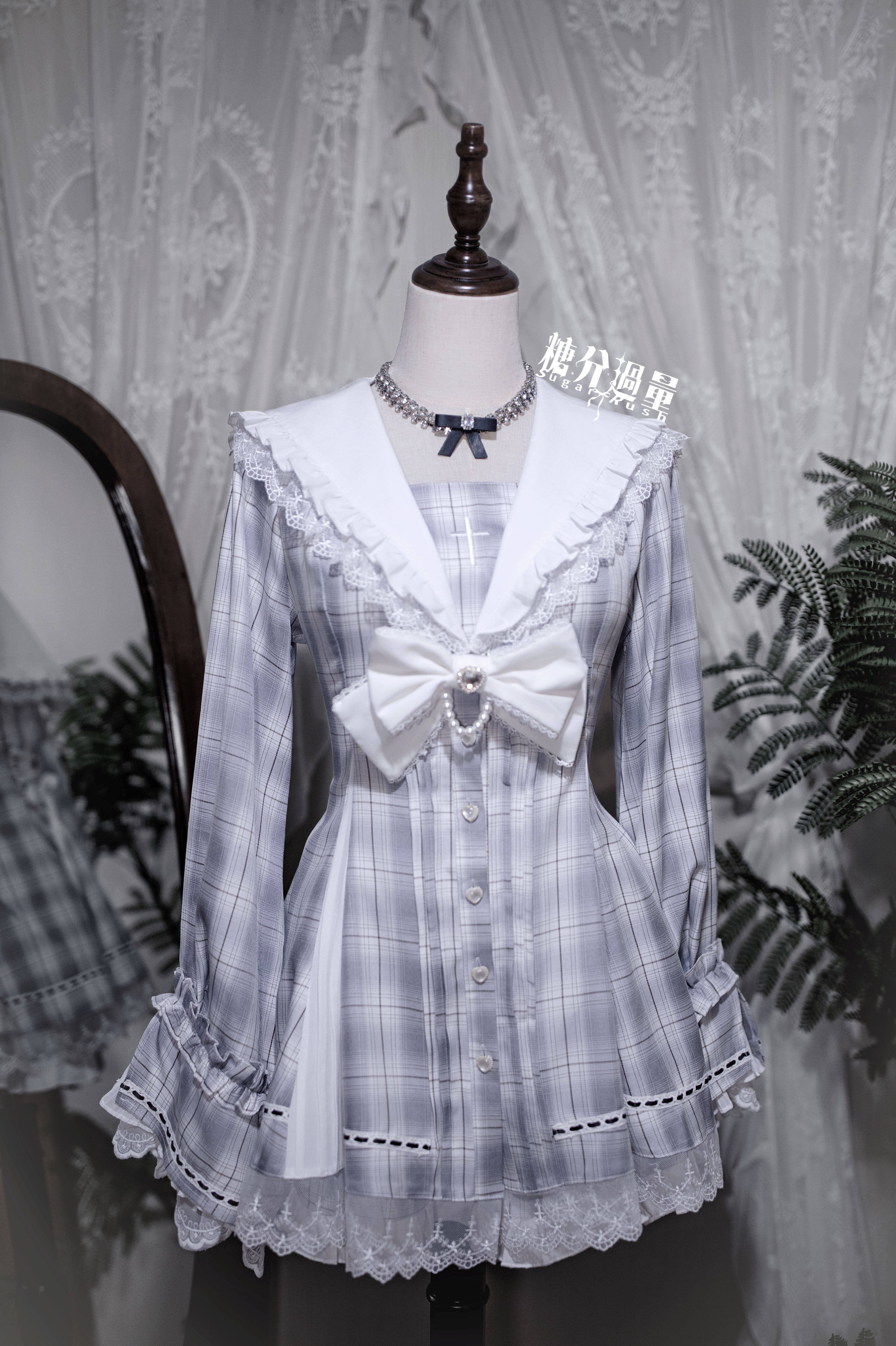 thumbnail for [Dark Night Prayer - Long Sleeves] Bud Suit Set Hime Sleeve Japanese Original Design Sugar Excess