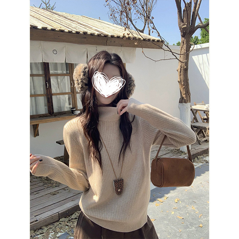 MosesQueen魔西女王加绒加厚半高领针织打底衫女内搭毛衣长袖上衣