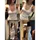 MosesQueen魔西女王白色工字吊带背心女外穿内搭打底美背无袖 上衣