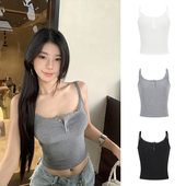 MosesQueen魔西女王蕾丝吊带背心女夏外穿设计感美背内搭短款 上衣