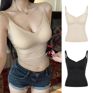 MosesQueen魔西女王无痕带胸垫吊带背心女内搭聚拢无钢圈打底上衣