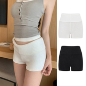MosesQueen魔西女王白色针织短裤 女外穿紧身显瘦辣妹低腰打底热裤