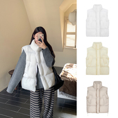 MosesQueen魔西女王白色立领棉服马甲外套女秋冬外穿背心宽松上衣