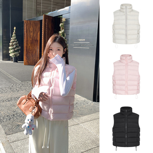 MosesQueen魔西女王粉色立领棉服马甲外套女秋冬叠穿保暖马夹上衣