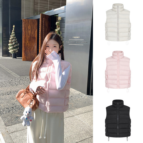 立领棉服马甲外套女叠穿保暖马夹