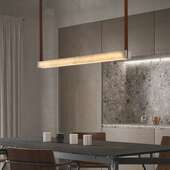 意式 简约长条餐厅吊灯轻奢设计师吧台会议室艺术树脂仿云石皮革灯