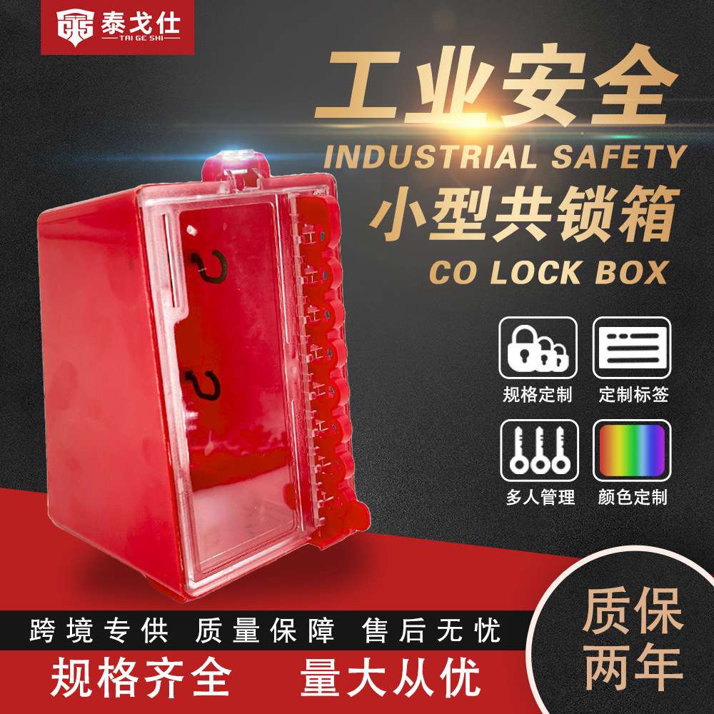 泰戈仕便携式锁具箱小型共锁箱塑料ABS透明面板锁具安防可上锁