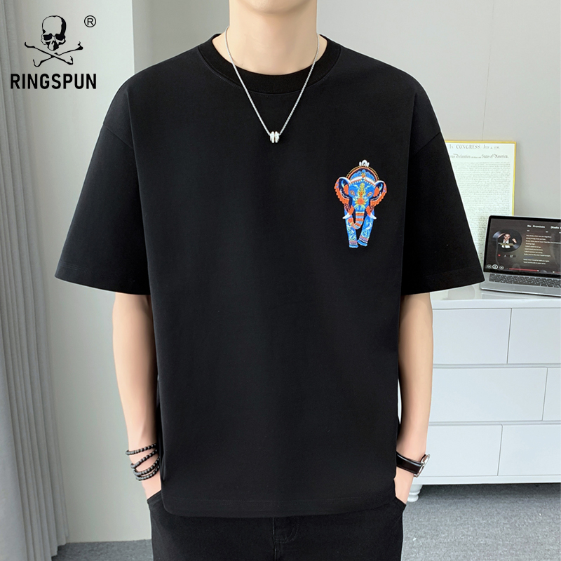 2025夏宽松休闲短袖T恤男女同款夏季圆领半袖百搭纯棉上衣短袖T