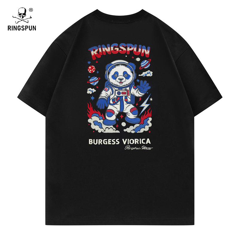 RINGSPUN【宇航熊猫】重磅万针刺绣变色潮牌T恤 休闲T恤男女同款