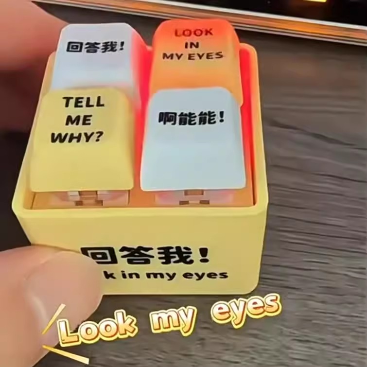 回答我语音创意按键钥匙扣解压玩具网红同款发声发光回语音挂件