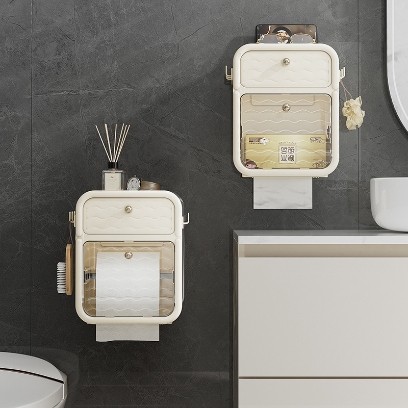 免打孔卫生间纸巾盒防水网红高端创意挂墙厕所抽纸盒卷纸盒置物架