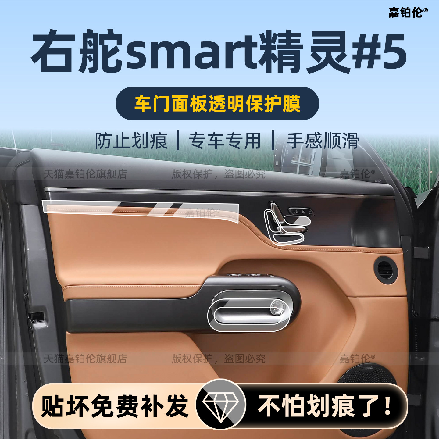 适用右舵smart精灵#5号内饰保护膜中控贴膜导航屏幕钢化膜改装件