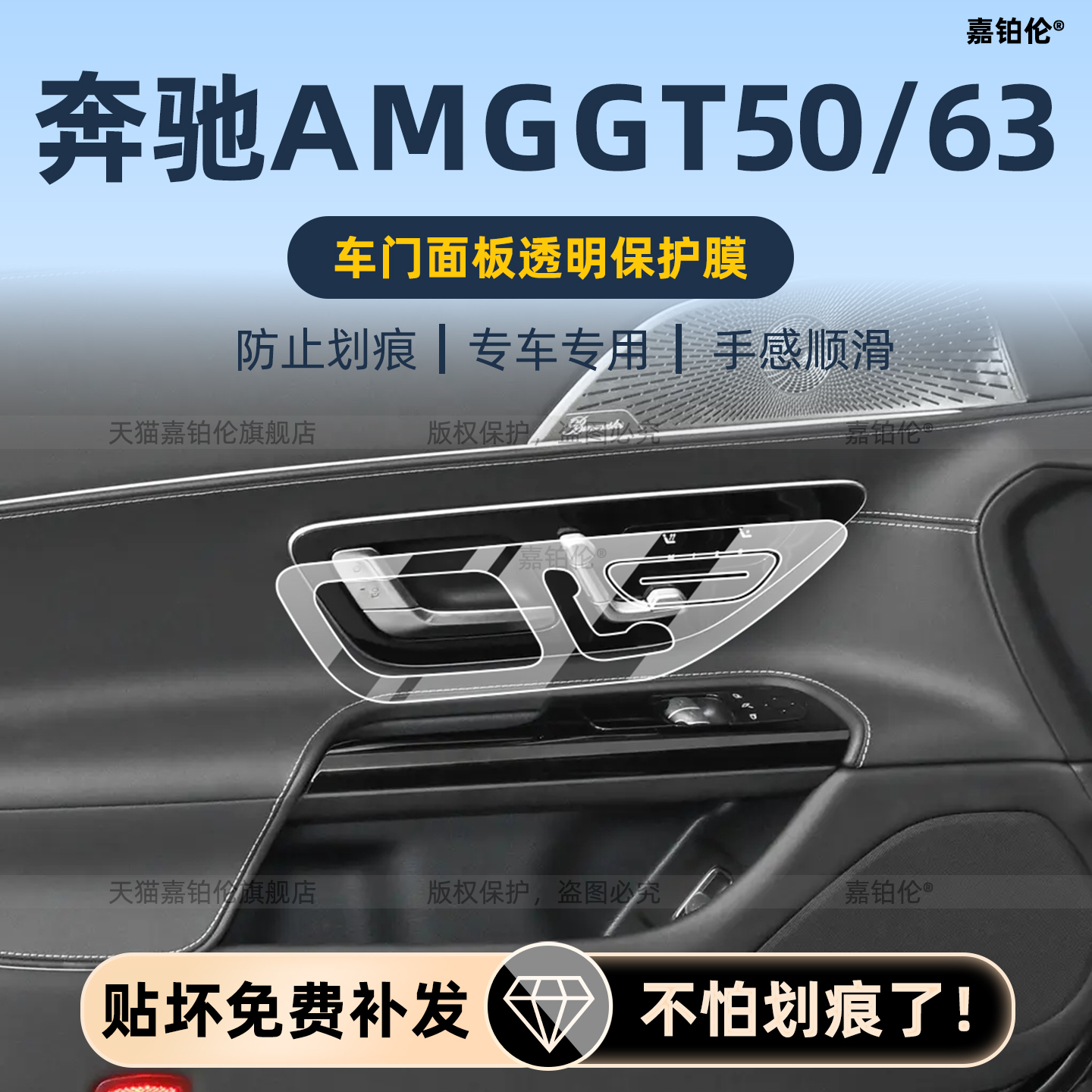 适用26款奔驰amggt63/50内饰中控保护贴膜导航屏幕钢化膜门板配件
