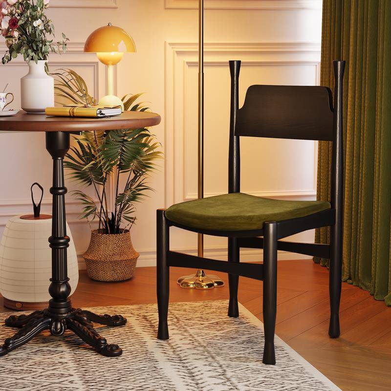 中古实木椅子法式复古餐椅家用轻奢高级客厅餐桌椅靠背休闲冲冠椅