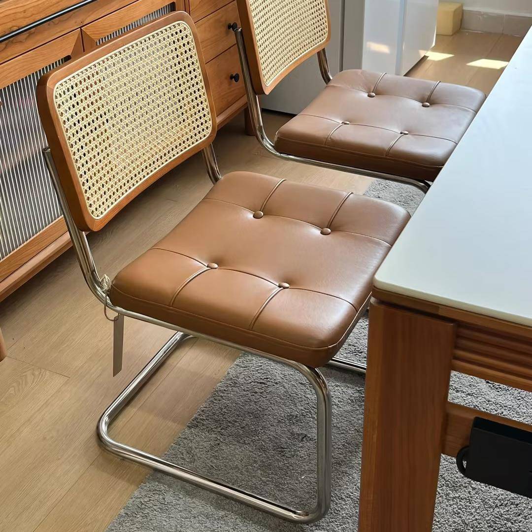 中古藤编椅子家用瓦西里款餐椅法式复古餐桌椅网红咖啡厅靠背藤椅