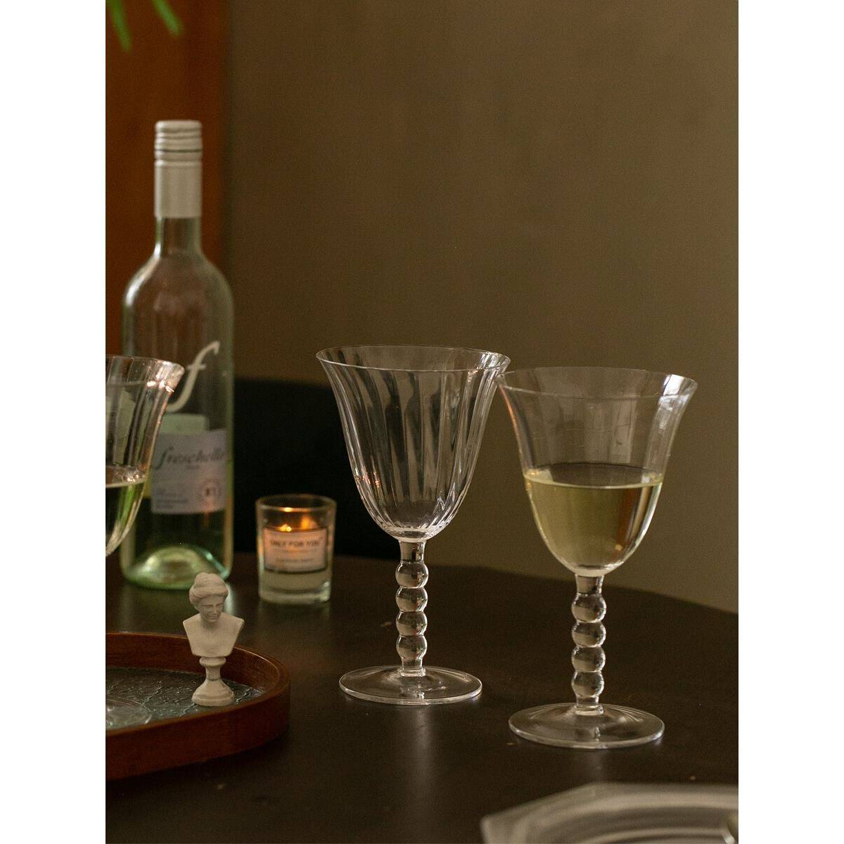 中古优雅法式红酒玻璃葡萄酒香槟杯高脚鸡尾酒杯简约餐厅氛围家用