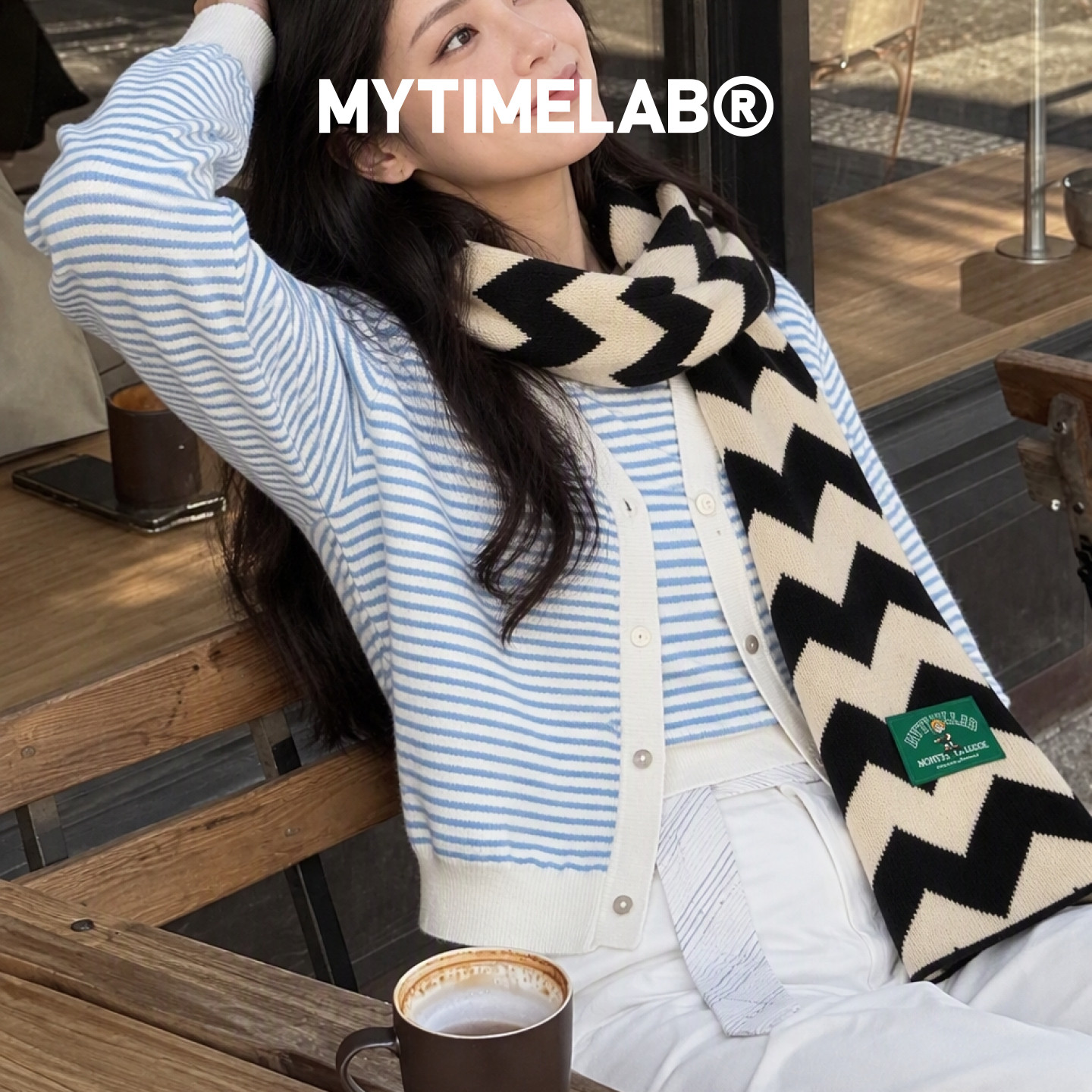 MYTIMELAB摩太潮玩水波纹羊毛围巾针织百搭复古披肩保暖男女秋冬