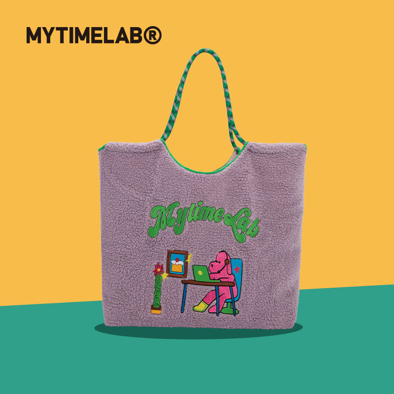 MYTIMELAB摩太潮玩氧气生活刺绣托特包休闲大容量手提单肩包秋冬