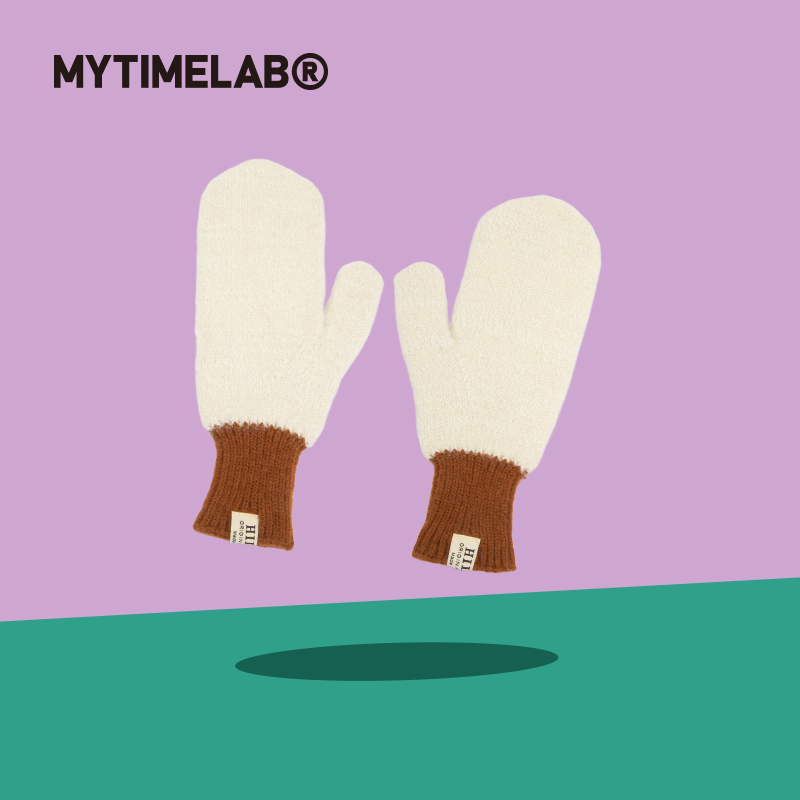 MYTIMELAB摩太潮玩撞色连指手套男女通用时尚保暖针织户外秋冬