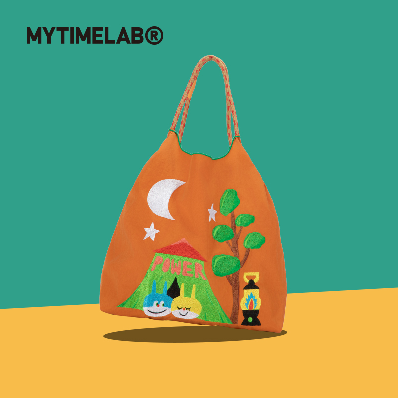 MYTIMELAB摩太潮玩插画小号帆布刺绣包袋手提单肩手提通勤懒人袋