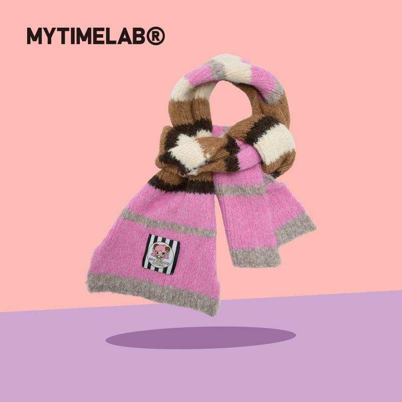 MYTIMELAB摩太潮玩ZM饼干夹心围巾美拉德格纹冬季防风百搭保暖女
