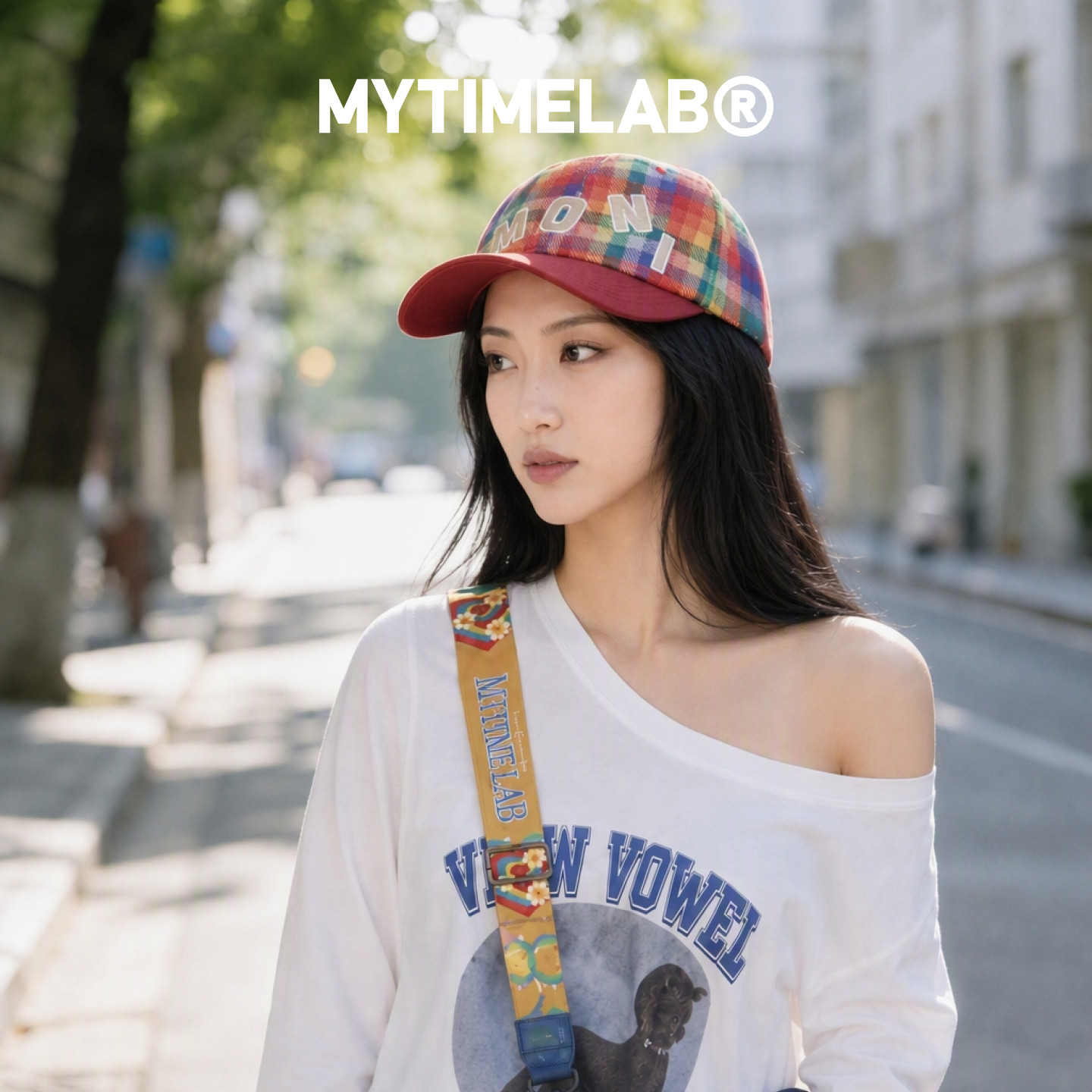 MYTIMELAB摩太潮玩MONITA贴贴棒球帽美式男女格纹刺绣字母秋冬款