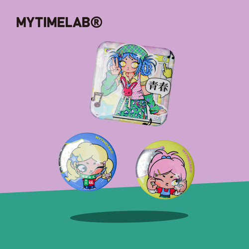 MYTIMELAB摩太潮玩ZOE QQ秀系列徽章亚克力卡通创意学生包包装饰